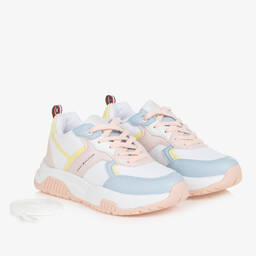 Tommy Hilfiger-Teen Girls Pink & Blue Faux Leather Trainers | Childrensalon Outlet
