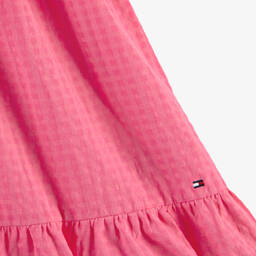 Tommy Hilfiger-فستان قطن لون زهري مزين بكشكش للمراهقات | Childrensalon Outlet