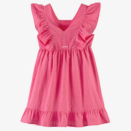 Tommy Hilfiger-فستان قطن لون زهري مزين بكشكش للمراهقات | Childrensalon Outlet