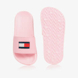 Tommy Hilfiger-شبشب سلايدرز تينز بناتي مطاط لون زهري | Childrensalon Outlet