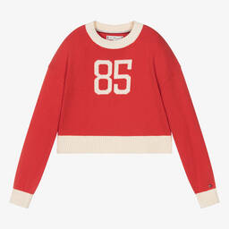 Tommy Hilfiger-Teen Girls Red 85 Cotton Jumper | Childrensalon Outlet