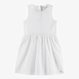 Tommy Hilfiger-Teen Girls White Broderie Anglaise Dress | Childrensalon Outlet