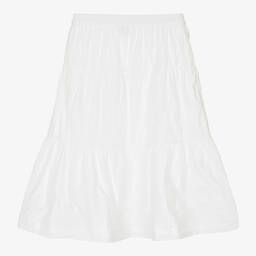 Tommy Hilfiger-تنورة تينز بناتي قطن برودوري لون أبيض | Childrensalon Outlet