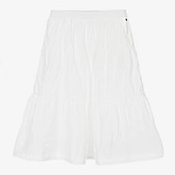 Tommy Hilfiger-تنورة تينز بناتي قطن برودوري لون أبيض | Childrensalon Outlet