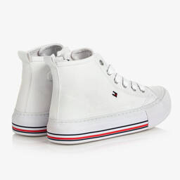 Tommy Hilfiger-Teen Girls White Canvas High-Top Trainers | Childrensalon Outlet