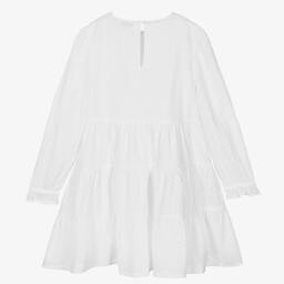 Tommy Hilfiger-Teen Girls White Cotton Broderie Anglaise Dress | Childrensalon Outlet
