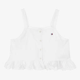 Tommy Hilfiger-Белый хлопковый кроп-топ | Childrensalon Outlet