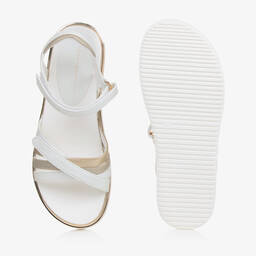 Tommy Hilfiger-Teen Girls White Faux Leather Sandals | Childrensalon Outlet