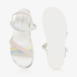 Tommy Hilfiger-Teen Girls White Faux Leather Sandals | Childrensalon Outlet