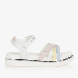 Tommy Hilfiger-Teen Girls White Faux Leather Sandals | Childrensalon Outlet