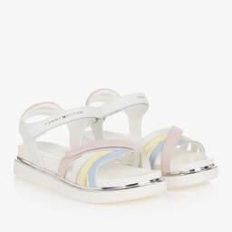 Tommy Hilfiger-Teen Girls White Faux Leather Sandals | Childrensalon Outlet