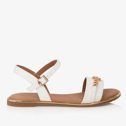 Tommy Hilfiger-Teen Girls White Faux Leather Sandals | Childrensalon Outlet