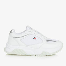 Tommy Hilfiger-Teen Girls White Faux Leather Trainers | Childrensalon Outlet