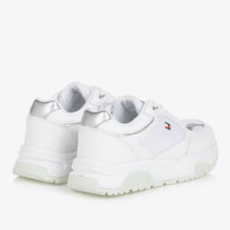 Tommy Hilfiger-Teen Girls White Faux Leather Trainers | Childrensalon Outlet