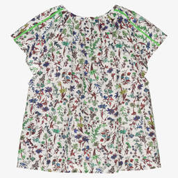 Tommy Hilfiger-Белая хлопковая блузка в цветочек | Childrensalon Outlet