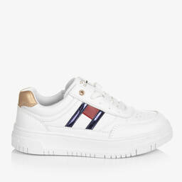 Tommy Hilfiger-Teen Girls White & Gold Trainers | Childrensalon Outlet