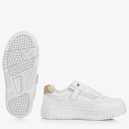 Tommy Hilfiger-Teen Girls White & Gold Trainers | Childrensalon Outlet