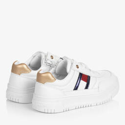 Tommy Hilfiger-Teen Girls White & Gold Trainers | Childrensalon Outlet