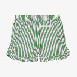 Tommy Hilfiger-Teen Girls White & Green Striped Shorts | Childrensalon Outlet