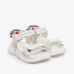 Tommy Hilfiger-صندل جلد إصطناعي لون أبيض للبنات | Childrensalon Outlet