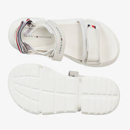 Tommy Hilfiger-صندل جلد إصطناعي لون أبيض للبنات | Childrensalon Outlet