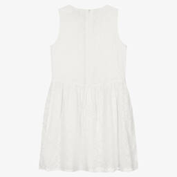 Tommy Hilfiger-فستان تينز بناتي مزيج قطن لون أبيض | Childrensalon Outlet