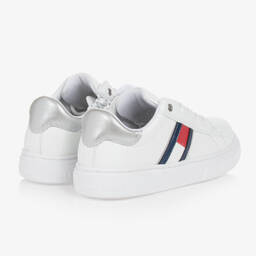Tommy Hilfiger-ترينرز تينز بناتي جلد صناعي لون أبيض وفضّي | Childrensalon Outlet