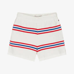 Tommy Hilfiger-Teen Girls White Striped Cotton Shorts | Childrensalon Outlet