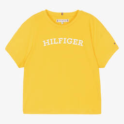 Tommy Hilfiger-تيشيرت تينز بناتي قطن لون أصفر | Childrensalon Outlet
