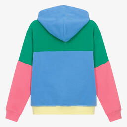 Tommy Hilfiger-توب هودي بسحّاب قطن لون أخضر بألوان بلوك | Childrensalon Outlet