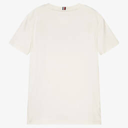 Tommy Hilfiger-Кремовая хлопковая футболка для подростков | Childrensalon Outlet