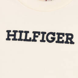 Tommy Hilfiger-Кремовая хлопковая футболка с вышивкой для подростков | Childrensalon Outlet