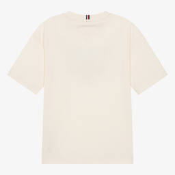 Tommy Hilfiger-Кремовая хлопковая футболка с вышивкой для подростков | Childrensalon Outlet