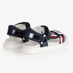 Tommy Hilfiger-صندل تينز بناتي جلد صناعي لون كحلي متاليك | Childrensalon Outlet