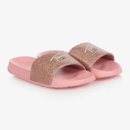 Tommy Hilfiger-Teen Pink Glitter Logo Sliders | Childrensalon Outlet