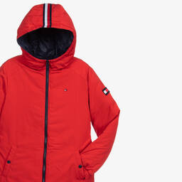 Tommy Hilfiger-معطف بوجهين لون أحمر وكحلي للمراهقات | Childrensalon Outlet