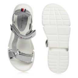 Tommy Hilfiger-Teen Silver Logo Sandals | Childrensalon Outlet
