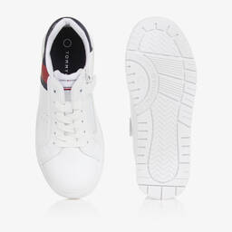 Tommy Hilfiger-Teen White Faux Leather Flag Trainers | Childrensalon Outlet