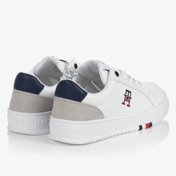 Tommy Hilfiger-Teen White Faux Leather Logo Trainers | Childrensalon Outlet