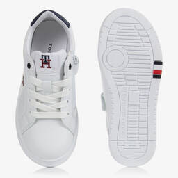 Tommy Hilfiger-Teen White Faux Leather Logo Trainers | Childrensalon Outlet