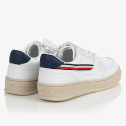 Tommy Hilfiger-Teen White Faux Leather Logo Trainers | Childrensalon Outlet