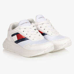 Tommy Hilfiger-Teen White Flag Trainers | Childrensalon Outlet