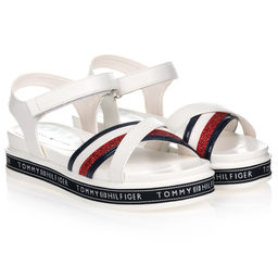 Tommy Hilfiger-Teen White Logo Sandals | Childrensalon Outlet