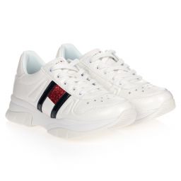 Tommy Hilfiger-Teen White Logo Trainers | Childrensalon Outlet