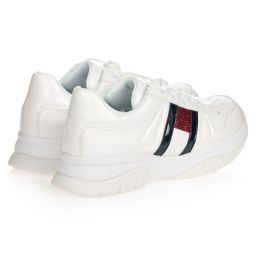 Tommy Hilfiger-Teen White Logo Trainers | Childrensalon Outlet