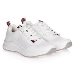 Tommy Hilfiger-Teen White Logo Trainers | Childrensalon Outlet