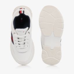 Tommy Hilfiger-Teen White Logo Trainers | Childrensalon Outlet