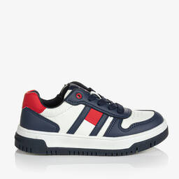 Tommy Hilfiger-Teen White & Navy Blue Trainers | Childrensalon Outlet