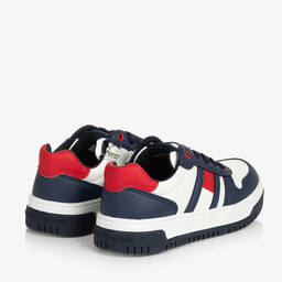 Tommy Hilfiger-Teen White & Navy Blue Trainers | Childrensalon Outlet