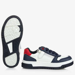 Tommy Hilfiger-Teen White & Navy Blue Trainers | Childrensalon Outlet